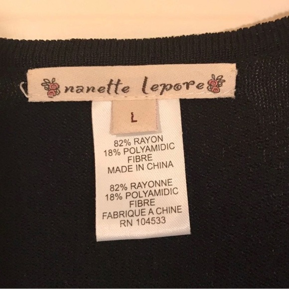 Nanette Lepore v-neck belted sweater with puff short sleeves. - Picture 3 of 3